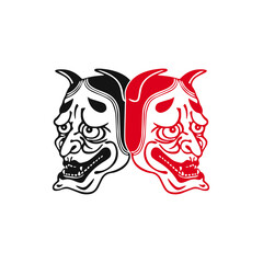 demon samurai head illustration vector