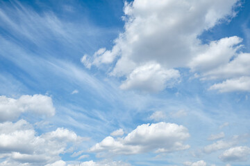 Clear blue sky and white clouds in summer during the daytime