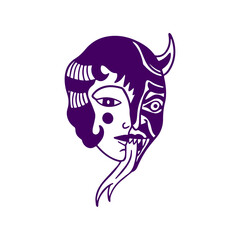 spooky devil head vector illustration