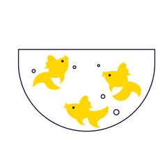 Goldfish in an aquarium, stylized pets isolated