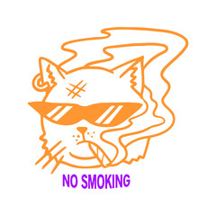 vector illustration of cute cat smoking