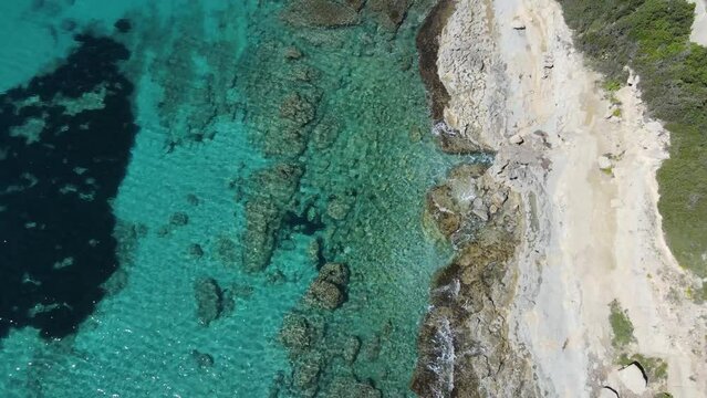 Aerial views from Moraira's coast. Drone video in Moraira, White Coast, Alicante, Spain. Les platgetes, Moraira. 