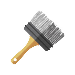 The color icon is a wide brush. A brush with a wooden handle for artistic and molar purposes. Vector illustration isolated on a white background for design and web.