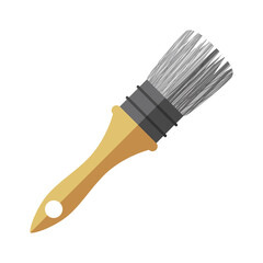 Color brush icon. A brush with a wooden handle for artistic and molar purposes. Vector illustration isolated on a white background for design and web.