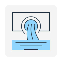 Water drainage vector icon. Include storm water or stormwater from city, wastewater from industry to runoff to river by sewer, drain pipe. Concept of cleaning, dirty, pollution, sewage and treatment.
 - obrazy, fototapety, plakaty