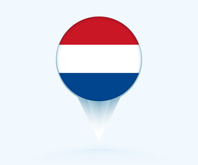 Map pointer with flag of Netherlands.