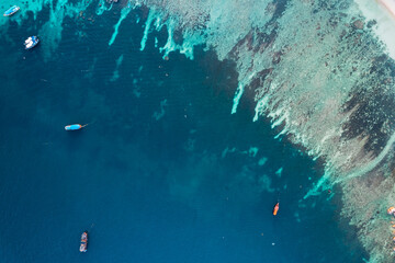 islands and tropical blue bays, bird's eye view