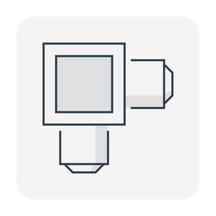 Precast concrete manhole product and sewer pipe vector icon for access to cleaning by construction, install in stormwater, rainwater, wastewater or sewage drainage system by connect to drain gutter.
