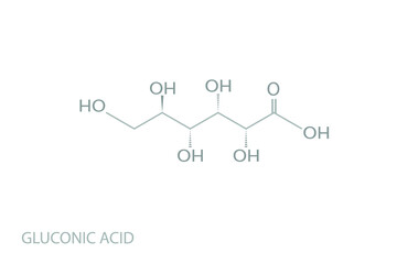 Gluconic acid molecular skeletal chemical formula.	