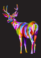 colorful deer on geometric pop art style. Polygonal Animals.