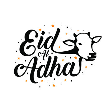 Eid al Adha logotype. Eid al Adha mubarak Logo Cow