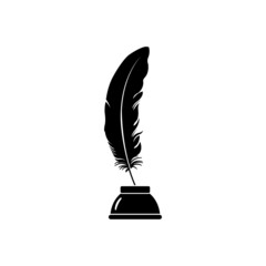 Lettering feather vector. Feather pen.