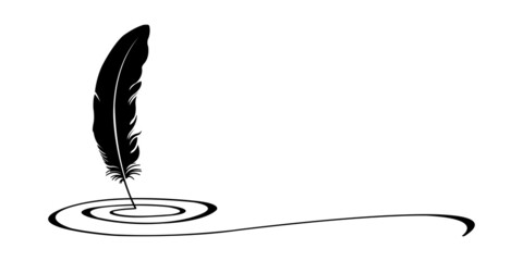 Lettering feather vector. Feather pen.