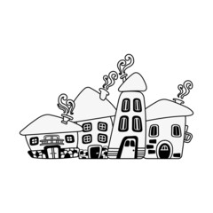 Cute house drawings. Houses drawn in cartoon style.