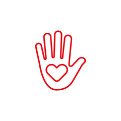 Vector illustration of heart icon in simple hand icon