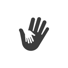 Small hand inside big hand simple vector icon illustration
