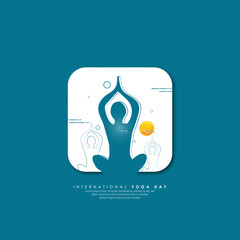 21 June- international yoga day, abstract woman in yoga body posture. 