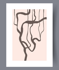 Fototapeta premium Neutral minimalistic art wall posters in boho style. Abstract printable art works for interior design. Vector illustration. 