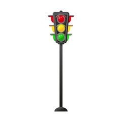 Vector flat illustration of traffic lights isolated on white background. 