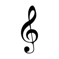 Simple treble clef vector icon. 