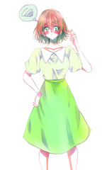 照れている女性