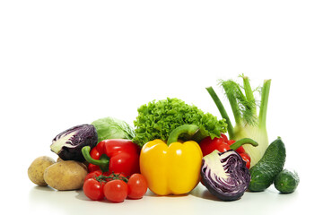 Group of vegetables isolated on white background