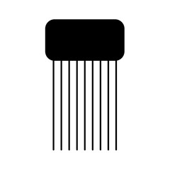 Afro crest icon. Black silhouette of a comb for combing and styling Afro-type hair. Vector illustration isolated on a white background for design and web.