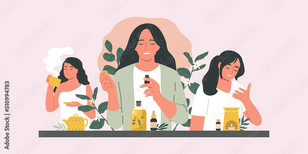 Sticker aromatherapy flat illustration