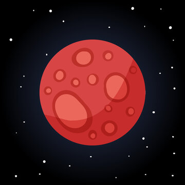 Stylized planet Mars isolated cartoon vector image. Astronomic logo image. Media glyph icon