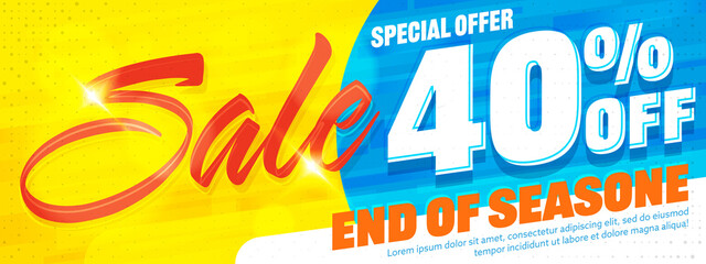 Banner with sale up to 40 percent off to end of season