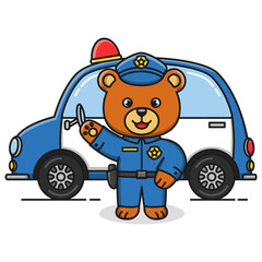 Cartoon police bear illustration design