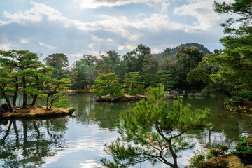 Fototapeta na wymiar garden opposite Kinkaku-ji Temple 