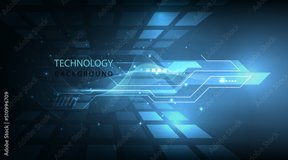 Leinwandbilder vector futuristic square and mesh line background. high tech computer illustration on blue backgroun