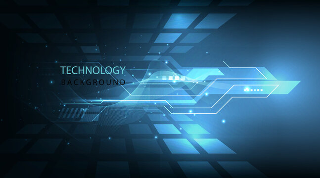 Vector futuristic square and mesh line background.  High tech computer illustration on blue background.