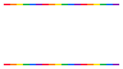 Colorful rainbow striped line border frame background design. Happy LGBT pride month theme vector template. 