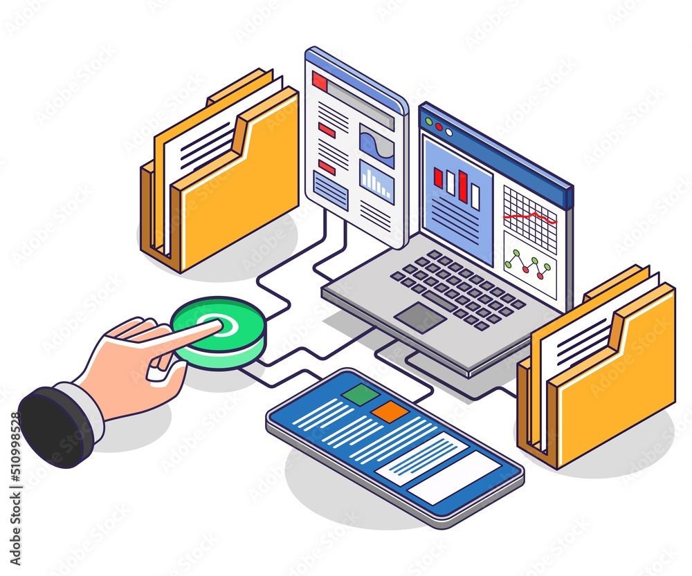 Poster Hand press button and analyze data