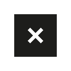 Square delete solid icon. Black square wrong glyph vector symbol.