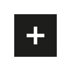 Add new item square solid icon. Plus box glyph vector symbol.