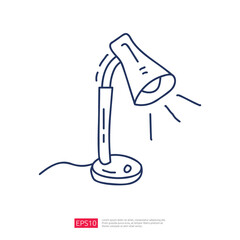 desk lamp doodle line icon