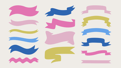 Set of isolated ribbons. Cute collection of text banners.
Vector design elements. 