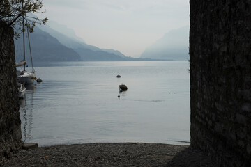 Como Lake.
Portion of Lake Como seen between two ancient walls.