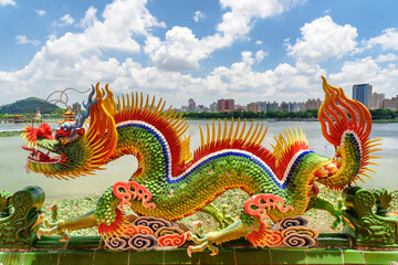Detail of the Dragon and Tiger Pagodas at Lotus Lake