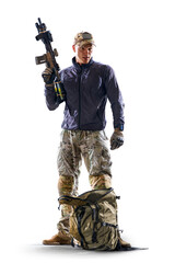 Soldier special forces isolated on the white background. Military concept of the future.