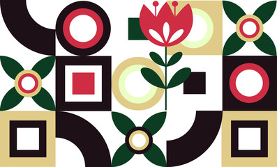 Geometric pattern flower design. Design for card, banner, flyer, poster, packaging. Vector elements.
