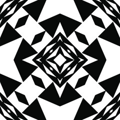 Abstract geometric seamless pattern.  Black and white vector background. black mandala.