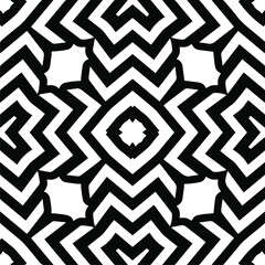 Abstract geometric seamless pattern.  Black and white vector background. black mandala.