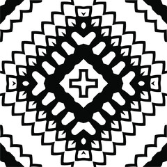 Abstract geometric seamless pattern.  Black and white vector background. black mandala.