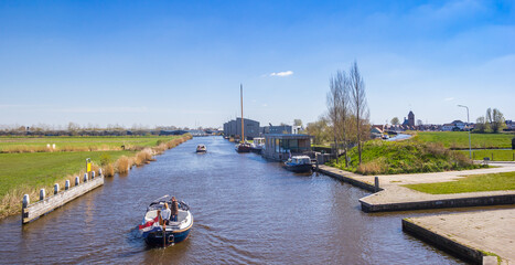 Canal leading to Grou village in Friesland, Netherlands