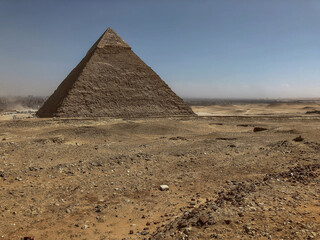 Popular tourist destination ancient Egyptian Giza city ruins of the pyramids of Gizeh close to...