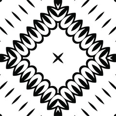 Abstract geometric seamless pattern.  Black and white vector background. black mandala.